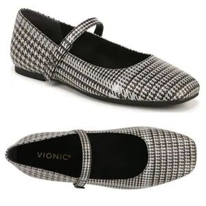 NEW VIONIC ALAMEDA MARY JANE FLATS BLACK WHITE HOUNDSTOOTH 6